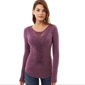 NWOT Patty Boutik crochet detail long sleeve top